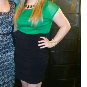 Green and Black Flattering Bodycon Dress